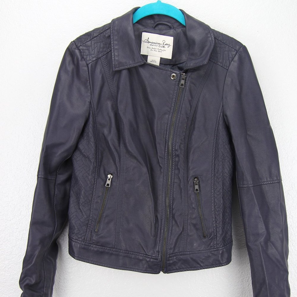 American Rag Leather Jacket Women Grey size Medium